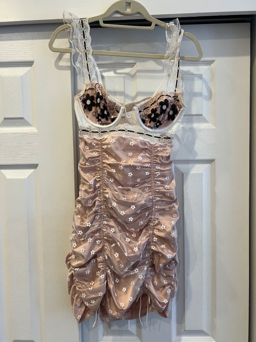 For Love & Lemons Nude and Black Embroidered Mini Dress - Picture 5 of 6